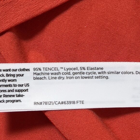 Eileen Fisher Jersey Long Tank Top Womens Sz M Orange  Stretch Crew Neck - Picture 5 of 8